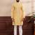 Yellow color art silk fabric stylish fancy partywear kurta payjama for men's