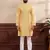 Yellow color art silk fabric stylish fancy partywear kurta payjama for men's