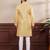 Yellow color art silk fabric stylish fancy partywear kurta payjama for men's