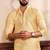 Yellow color art silk fabric stylish fancy partywear kurta payjama for men's