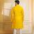 Yellow color stylish woven butti textured premium kurta payjama for men's
