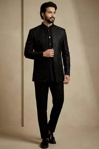 Black premium designer festive wear indo western set