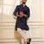 Blue color stylish woven butti textured premium kurta payjama for men's