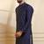 Blue color stylish woven butti textured premium kurta payjama for men's
