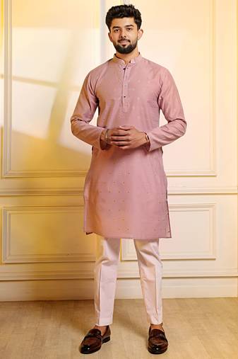 Purple color stylish woven butti textured premium kurta payjama for men's