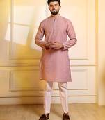 Purple color stylish woven butti textured premium kurta payjama for men's