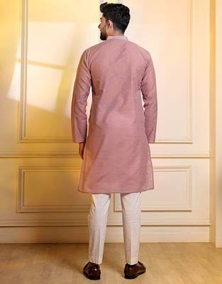 Purple color stylish woven butti textured premium kurta payjama for men's 2