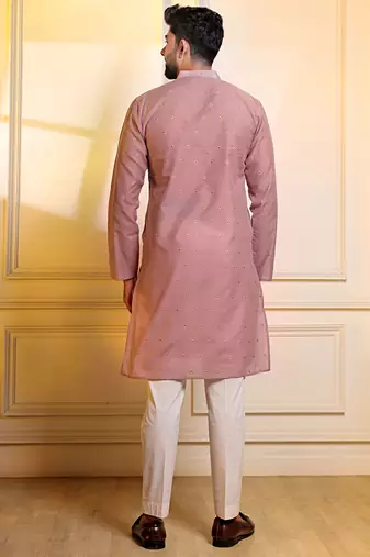 Purple color stylish woven butti textured premium kurta payjama for men's
