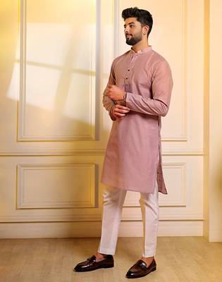 Purple color stylish woven butti textured premium kurta payjama for men's 4