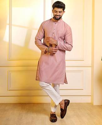 Purple color stylish woven butti textured premium kurta payjama for men's 5