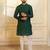Green color stylish woven butti textured premium kurta payjama for men's