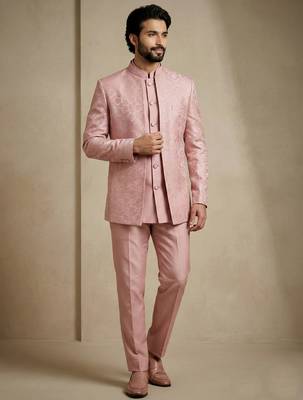 Light pink premium designer festive wear indo western set 5