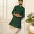 Green color stylish woven butti textured premium kurta payjama for men's