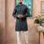 Grey color stylish cotton fabric woven dobby designer kurta payjama for men's