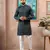 Grey color stylish cotton fabric woven dobby designer kurta payjama for men's