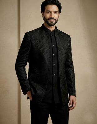 Black premium designer festive wear indo western set 5