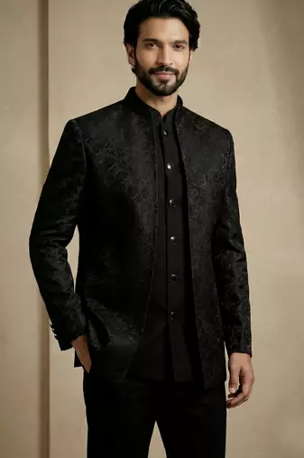 Black premium designer festive wear indo western set