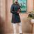 Grey color stylish cotton fabric woven dobby designer kurta payjama for men's
