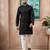 Black color stylish cotton fabric woven dobby designer kurta payjama for men's
