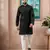Black color stylish cotton fabric woven dobby designer kurta payjama for men's
