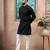 Black color stylish cotton fabric woven dobby designer kurta payjama for men's