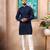 Blue color stylish cotton fabric woven dobby designer kurta payjama for men's