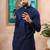 Blue color stylish cotton fabric woven dobby designer kurta payjama for men's