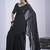 Black sequin embroidery work satin silk saree for women