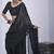 Black sequin embroidery work satin silk saree for women