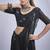 Black sequin embroidery work satin silk saree for women