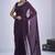 Purple sequin embroidery work satin silk blend saree for women