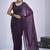 Purple sequin embroidery work satin silk blend saree for women