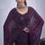 Purple sequin embroidery work satin silk blend saree for women