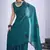 Teal blue sequin embroidery work satin silk blend saree for women