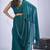 Teal blue sequin embroidery work satin silk blend saree for women