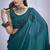 Teal blue sequin embroidery work satin silk blend saree for women