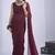 Maroon sequin embroidery work satin silk blend saree for women