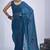 Blue sequin embroidery work satin silk blend saree for women