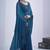 Blue sequin embroidery work satin silk blend saree for women