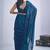 Blue sequin embroidery work satin silk blend saree for women