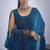 Blue sequin embroidery work satin silk blend saree for women