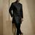 Black donier jacquard premium designer festive wear indo western set