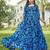 Women blue floral print georgette fit & flare gown