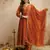Orange vichitra silk embroidered kurti sharara set with dupatta