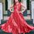 Women red bandhani printed pleated anarkali gown