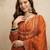 Orange vichitra silk embroidered kurti sharara set with dupatta