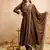 brown vichitra silk embroidered kurti sharara set with dupatta