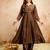 brown vichitra silk embroidered kurti sharara set with dupatta