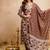 Brown magic cotton printed kurta set with dupatta & pant | v-neck embroidered kurti