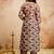 Brown magic cotton printed kurta set with dupatta & pant | v-neck embroidered kurti
